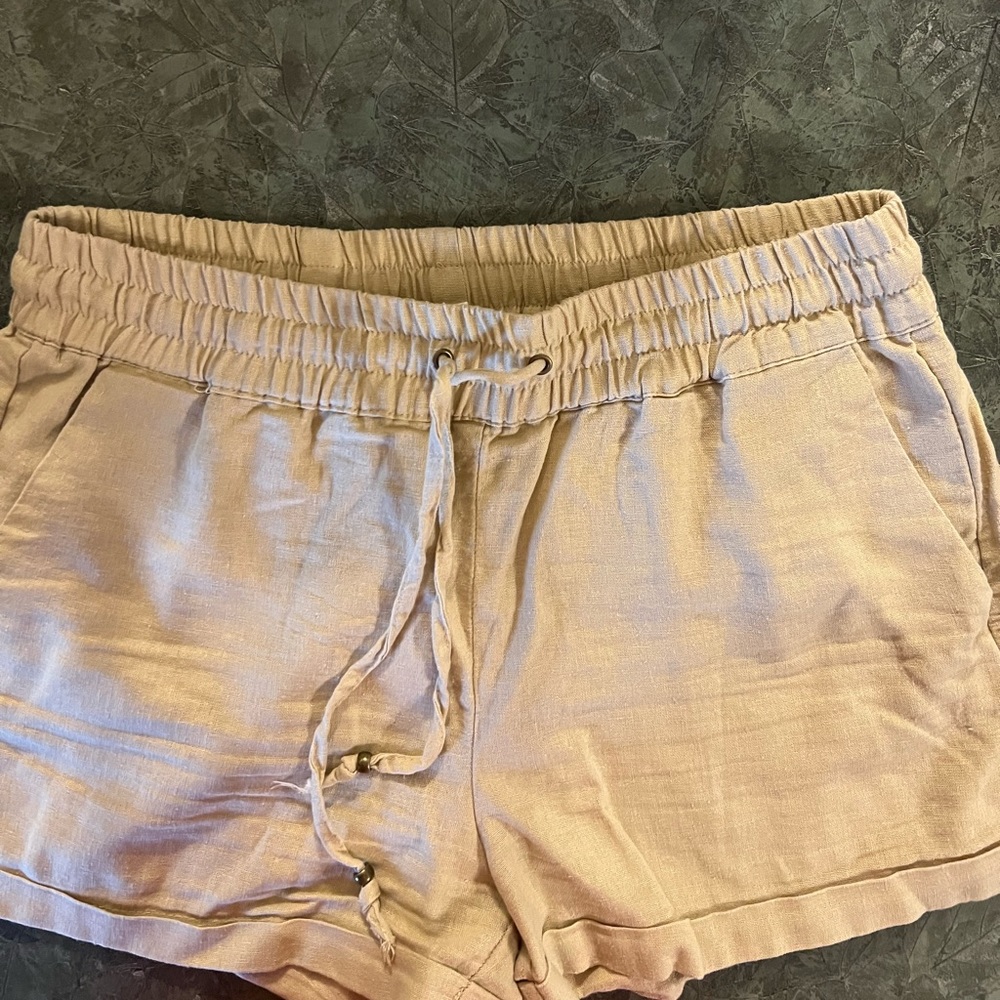 Khaki linen shorts. Size large